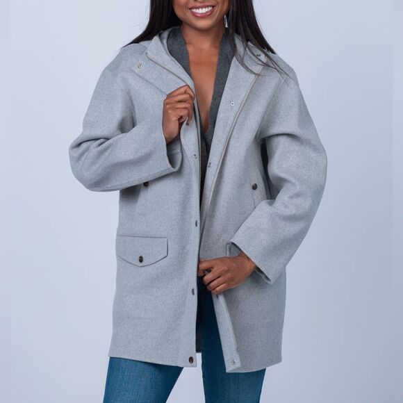 Theory Parka in Double-Face Wool-Cashmere in Melange Grey, New, Size M - Picture 1 of 16